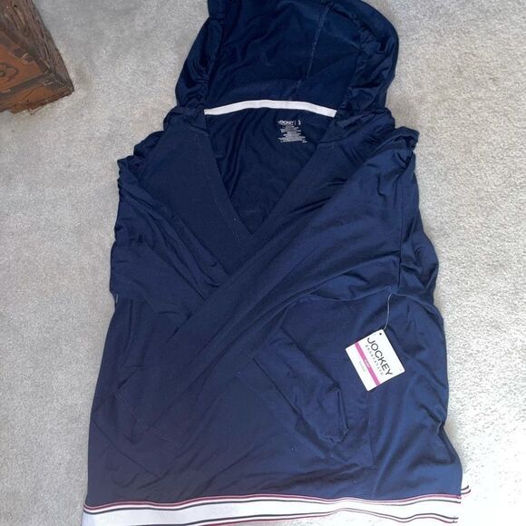 πNWT Jockey Sleep Cropped Blue Hoodie Size Large - Picture 2 of 13